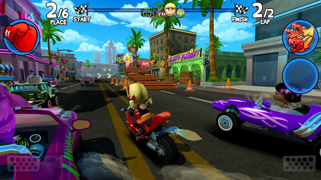 Collect and upgrade an arsenal of fun and wacky Powerups by downloading the beach buggy racing mod apk