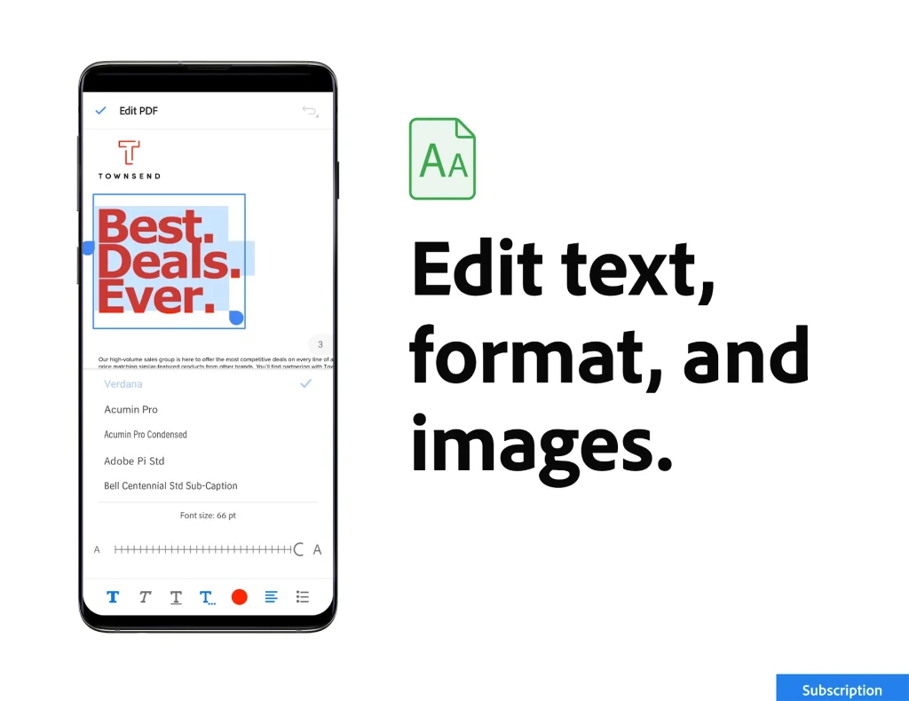 Edit text format and images with Adobe Acrobat Reader Mod Apk