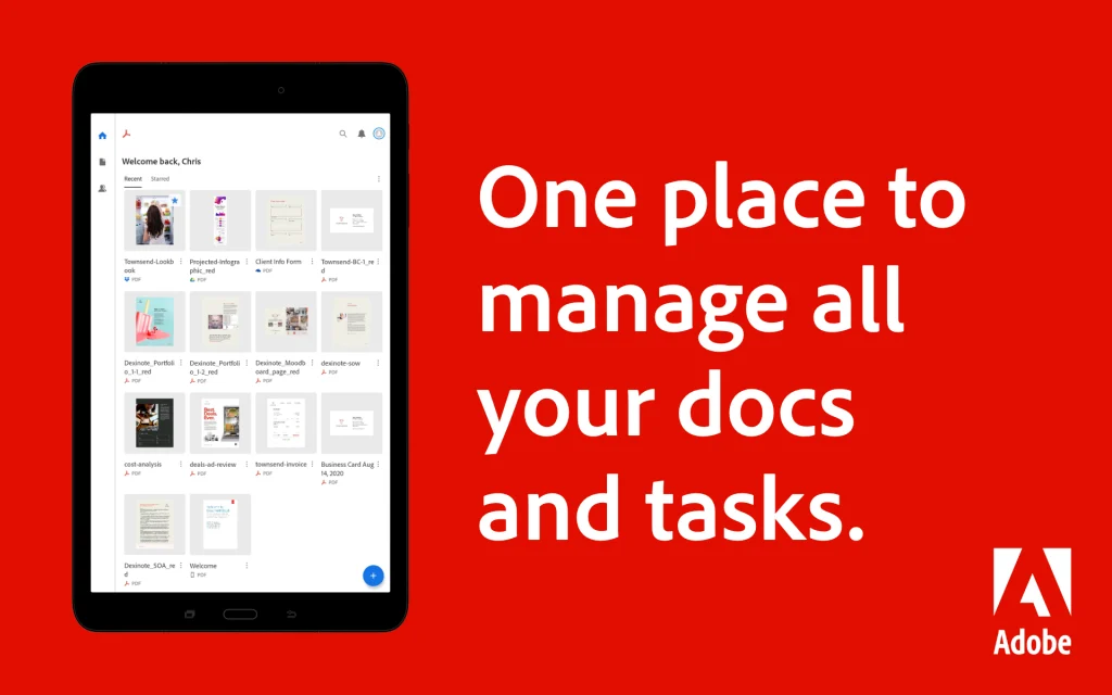 with Adobe Acrobat Reader manage all documents on one place